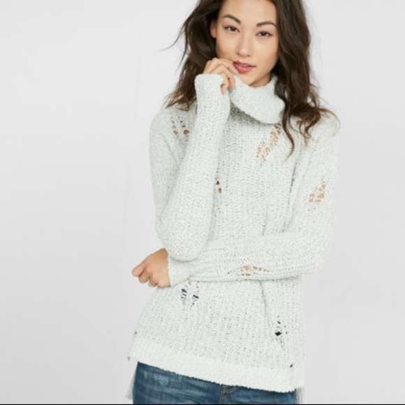 Express Sweaters - Express Distressed Turtleneck Sweater